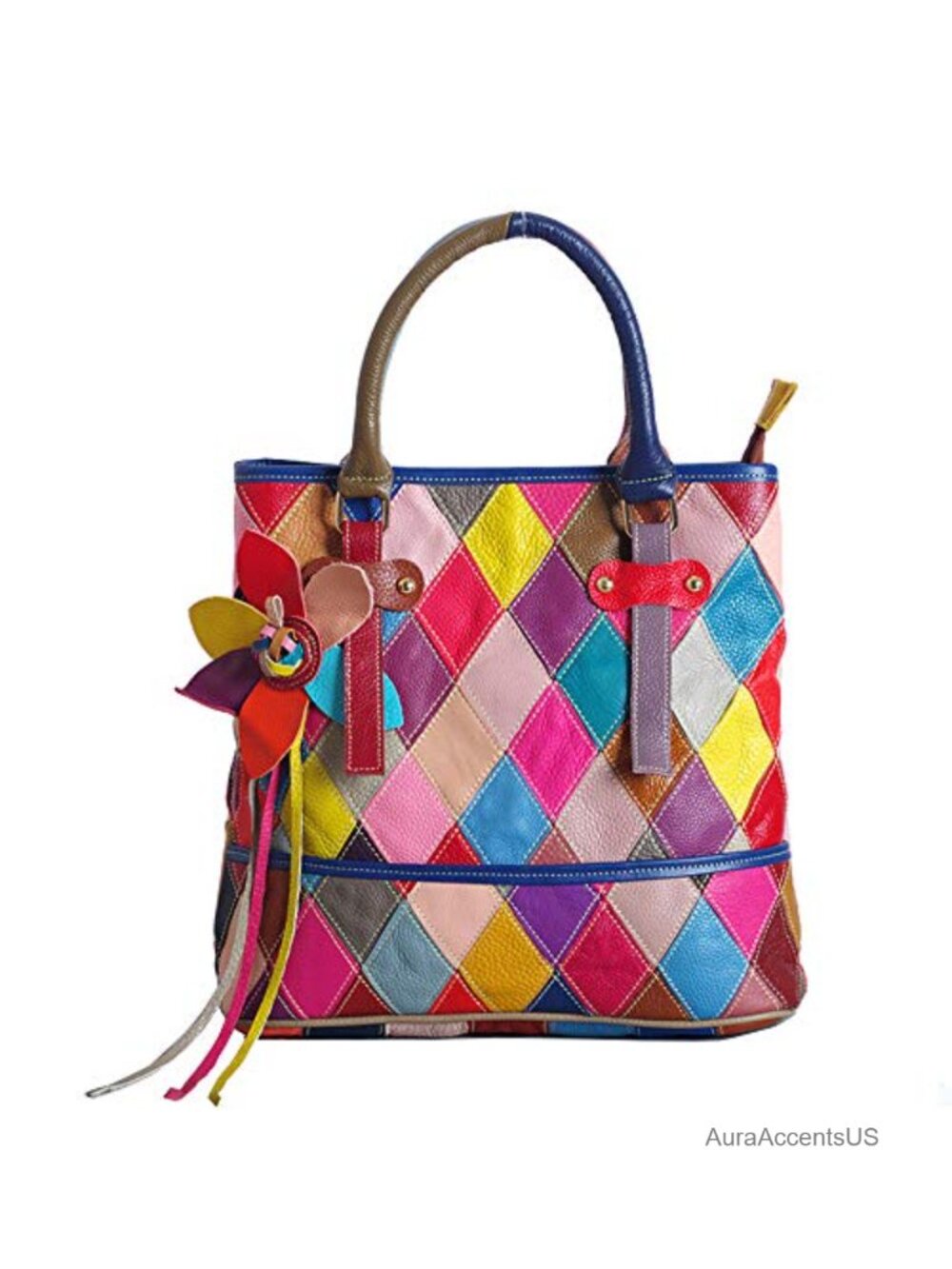 Genuine Leather Hobo Tote Crossbody Shoulder Bag Color Matching Design